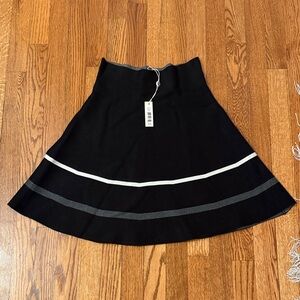 Max Studio Black A-Line Skirt with Gray Stripes